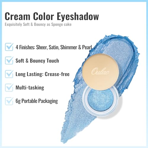 Oulac Blue Cream Eyeshadow Shimmer Glitter Long Lasting Highlighter 6g