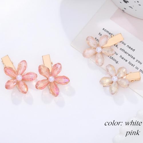 Campsis 8PCS Small Flower Hair Claws Pearl Crystal Mini Barrettes