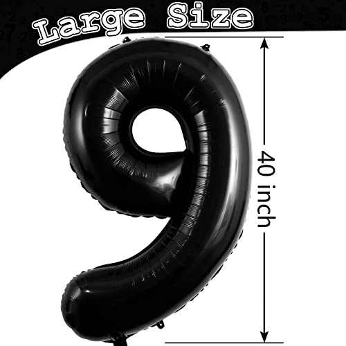 40 Inch Black Number 9 Foil Balloon for Birthday Celebrations