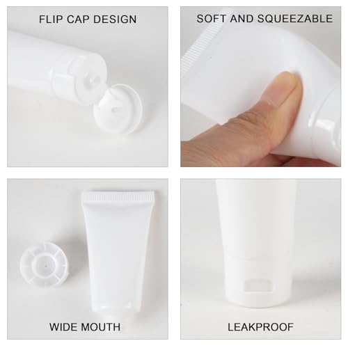 10-Pack Empty Squeeze Travel Bottles - 20ml Refillable Plastic Containers with Flip Caps for Lotions, Shampoos and Creams