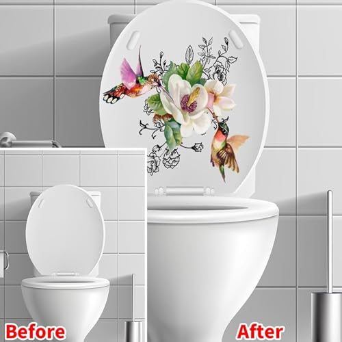 Floral Birds Butterfly Toilet Seat Stickers - Set of 2
