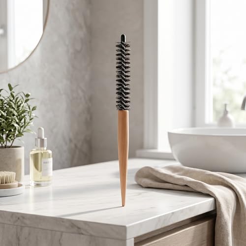 Ejoyous Small Round Hair Brush - Wooden Roller Comb for Blow Drying
