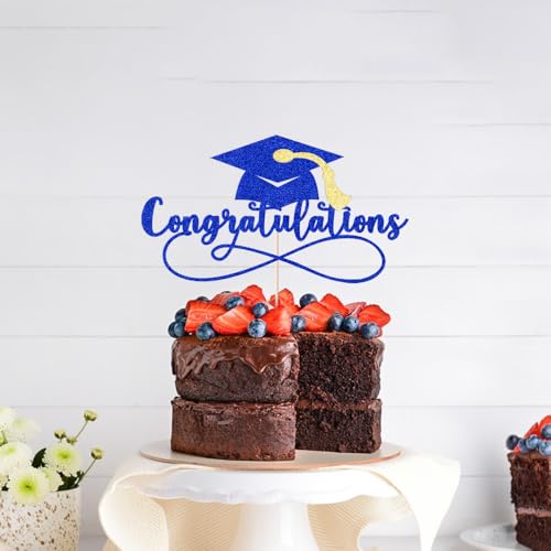 Congratulations Cake Topper for 2026 Graduation - Dark Blue & Gold