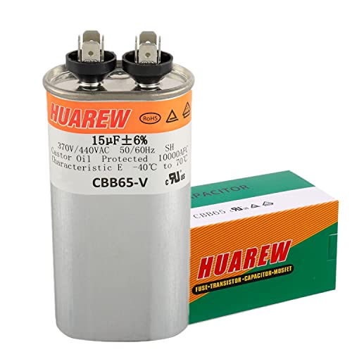 15UF CBB65 Run Capacitor for Fans & Heat Pumps - 370/440VAC