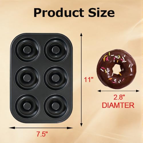 YOVLOSIN 2 Pack Nonstick Donut Baking Pans - 6 Cup, Black
