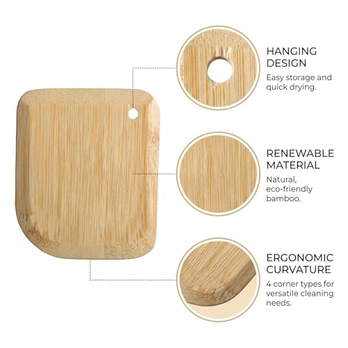 Bamboo Dish Scrub Brush & Pan Scraper Set - Eco-Friendly Kitchen Tools