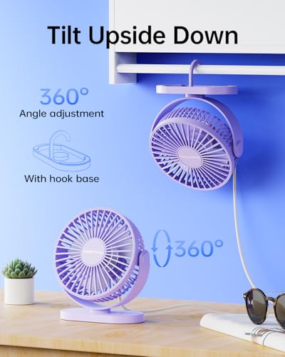 SWEETFULL USB Desk Fan 3-Speed Quiet Portable 360° Rotation 5.5 Inch Office Cooling