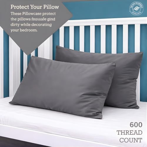 Egyptian Cotton Toddler Pillowcases 13x18, Dark Grey Set of 2