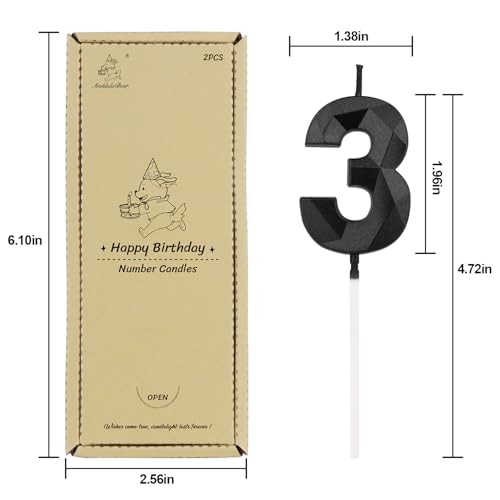 3D Number 13 Birthday Candles - Diamond Shape Cake Toppers