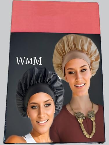2-Pack Satin Silk Hair Bonnets for Sleeping - Soft Elastic Sleep Cap