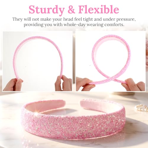 Glitter Headbands for Girls - 3 Pcs Rainbow Sequin Hair Accessories