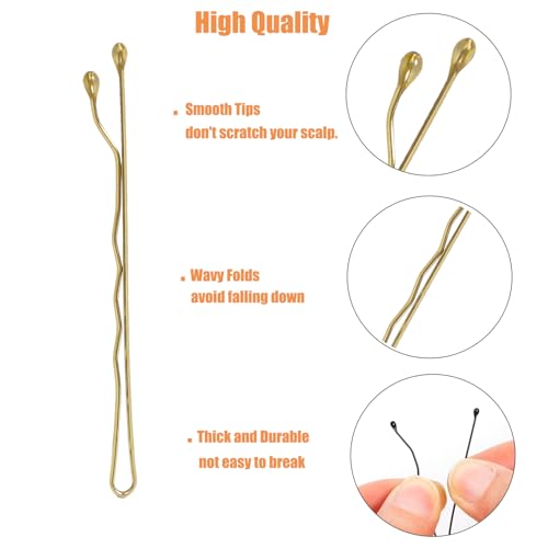 Blonde Bobby Pins 100 Pcs with Storage Box - 2 Inch Metal Hair Clips