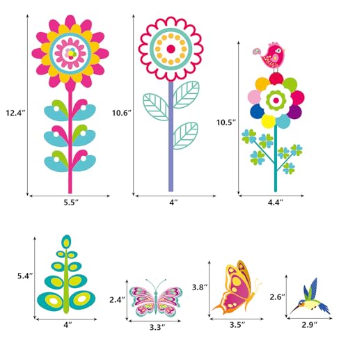 99 Pcs Spring Flower Window Clings - Colorful Decals Set of 9 Sheets