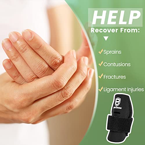 2 Pack Finger Sleeves Protectors, Finger Buddy Bands Adjustable Trigger Finger Brace Splint Support for Sport Basketball Volleyball Tennis Baseball