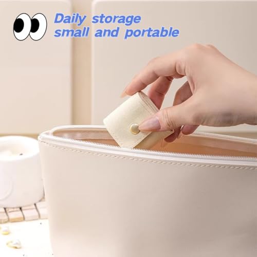 Mini Travel Jewelry Roll Bag - Foldable Pink Organizer with Buckle