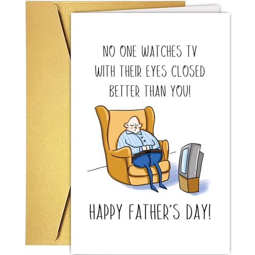 Funny Father's Day Card for Dad, Husband, Grandpa - Humorous TV Watcher