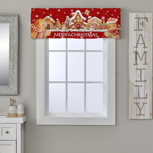 Christmas Gingerbread Man Valance for Windows 52x18 Inch Kitchen Bedroom Decor
