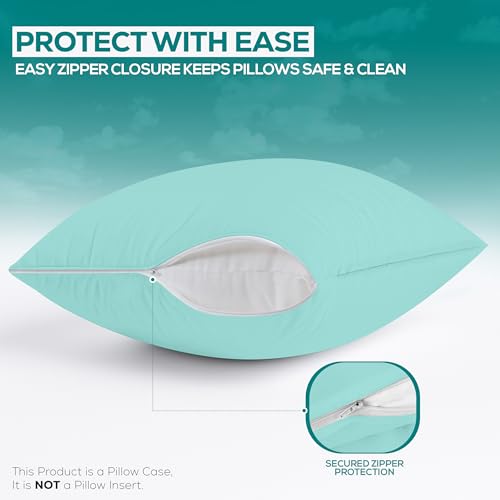 Queen Size Pillow Protectors with Zipper - Set of 2, Waterproof & Dust Mite Proof