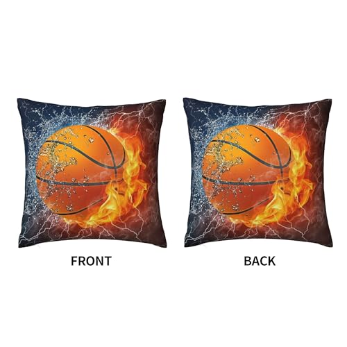 18x18 Sports Basketball Plush Throw Pillow Cover - Soft Polyester