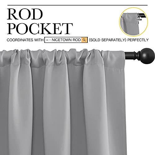 NICETOWN Blackout Curtains, 42x84 Inch Rod Pocket Thermal Drapes, Silver Grey