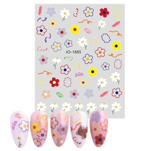 Cute Nail Stickers for Kids 6 Sheets Self Adhesive Decals Animals Fruits