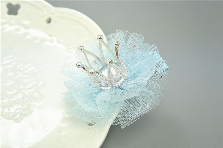 Blue Rhinestone Crown Hair Clips 2pcs Princess Tiara Hair Pins