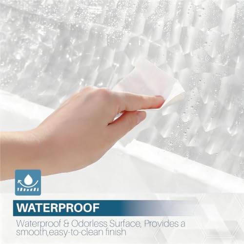HOUSEWELL 3D Water Cube Sheer Shower Curtain Liner 72x72 - Heavy-Duty Waterproof with Magnets & Hooks