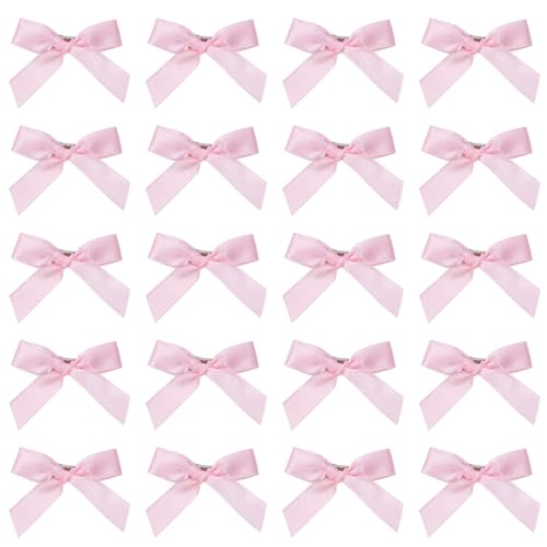 Penta Angel Mini Satin Ribbon Hair Bow Clips 20-Pack Pink