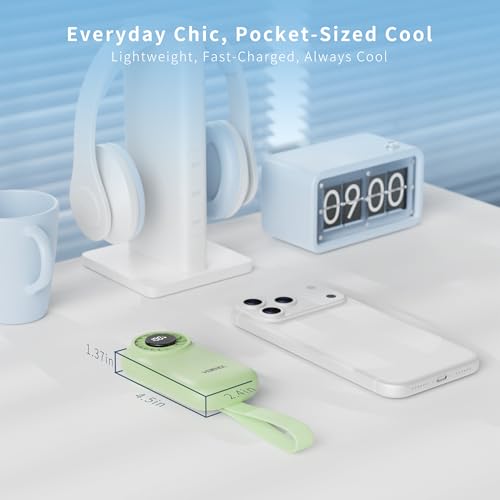 VEWINGL Mini Handheld Fan, USB-C Rechargeable with 100 Speeds - Green