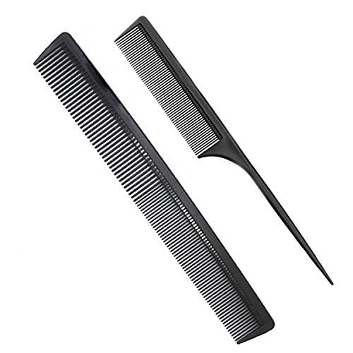 AFT90 Carbon Fiber Teasing & Barber Comb Set, Fine and Wide Tooth