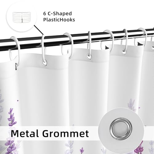 Yeele Lavender Floral Shower Curtain Set - 36" x 72" Purple