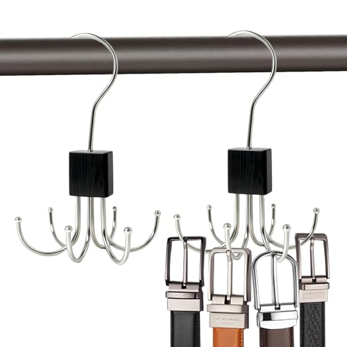 Metal Belt Hanger Organizer - 2PCS Rotating Closet Hooks
