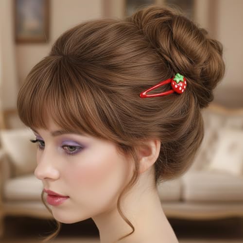 8 PCS Strawberry Hair Clips Cute Red Metal Fruit Barrette Set