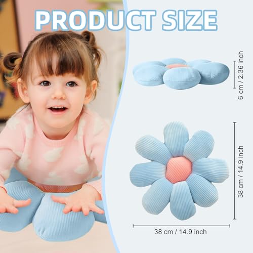 Blue Flower Shaped Throw Pillow - Cute Daisy Floor Cushion 14.9"