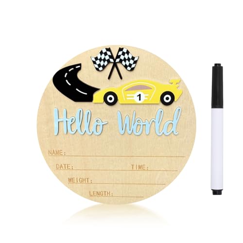 Race Car Baby Announcement Sign - Personalized Newborn Photo Prop