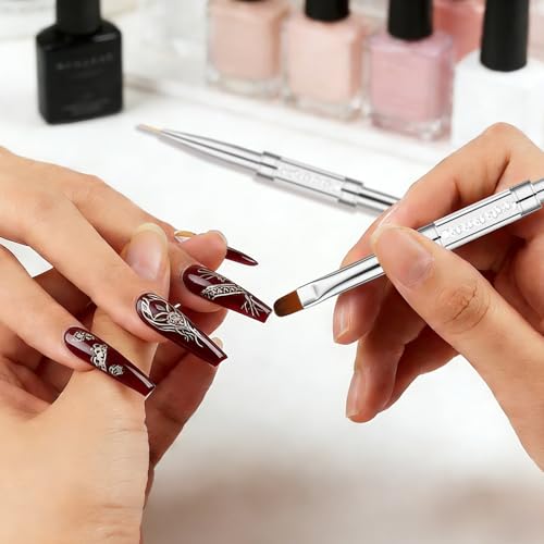 TAHULIK 2-Piece Dual-Ended Gel Nail Brush Set with Rhinestone Handle
