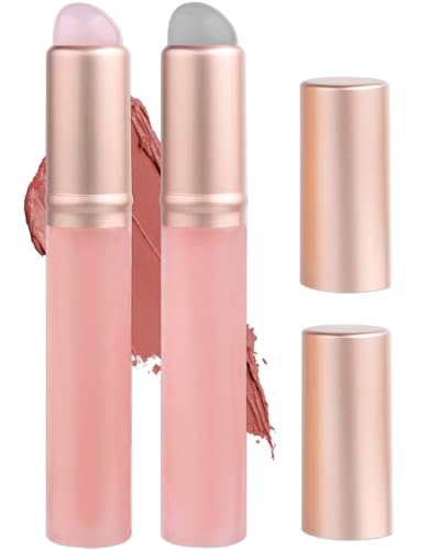 Silicone Lip Brush 2-Piece Set with Lid for Lipstick Application (Pink)