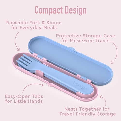 Bentgo Kids Lavender Galaxy Plastic Utensil Set with Fork & Spoon, Travel Case