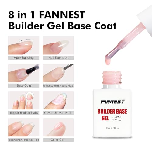FANNEST 8 in 1 Rubber Base Gel Polish Self-Leveling Builder Nail Gel