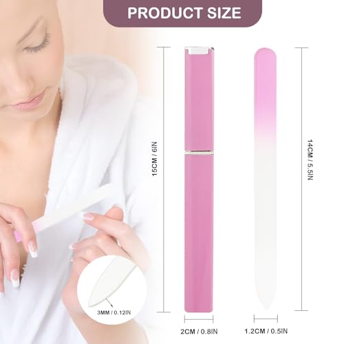 Glass Nail File with Case Double Sided Crystal Fingernail File