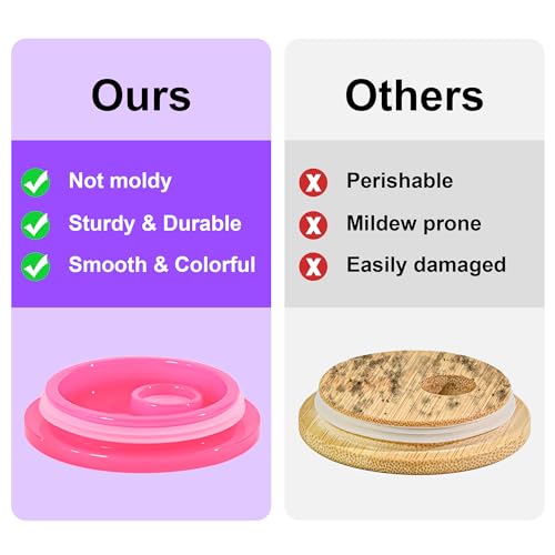 16 oz Acrylic Glass Cup Lids Set - 8 Color BPA-Free Spill-Proof Covers with Straw Hole