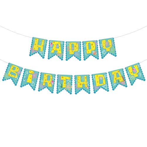 Pre-Strung Yellow Happy Birthday Banner - Ocean Theme Decorations