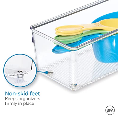 iDesign Linus Clear Drawer Organizer Bin, 8x4 Inch - Set of 2