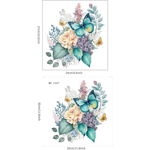 Peony Butterflies Toilet Seat Decals - Waterproof & Self-Adhesive