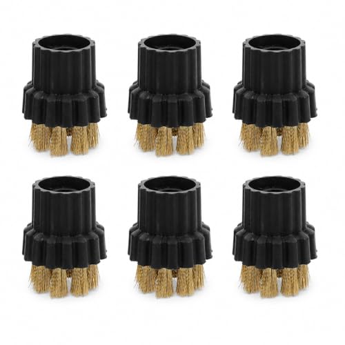 6 Pcs M8 Steam Cleaner Replacement Brush Heads - Multicolor Nylon & Brass
