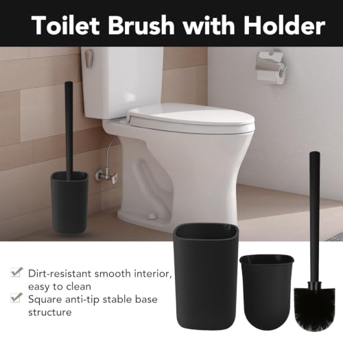 Matte Black 6-Piece Bathroom Accessories Set - Durable Plastic