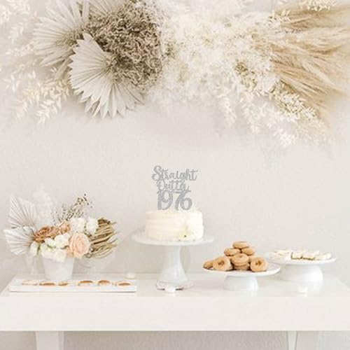 50th Birthday Cake Topper Silver Glitter Straight Outta 1976