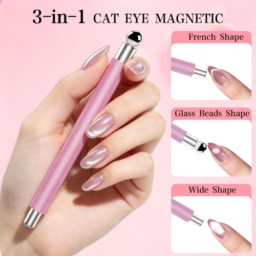 Cat Eye Magnet Set 4-Piece Dual-Ended Wand & Magnetic Beads for Gel Polish