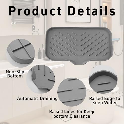 Silicone Soap Dish with Self-Draining Spout - Gray Kitchen & Bathroom Organizer