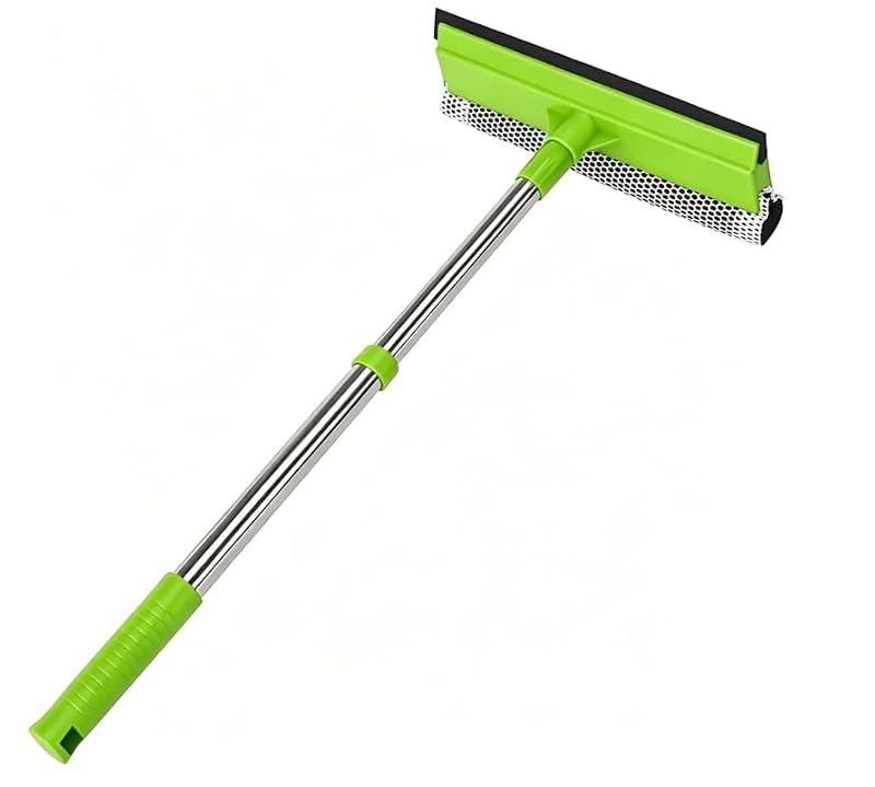 Retractable Stainless Steel Window Squeegee & Shower Glass Cleaner - 2-in-1 Car & Home Glass Tool